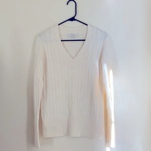 LOFT cream cable knit sweater sz M
